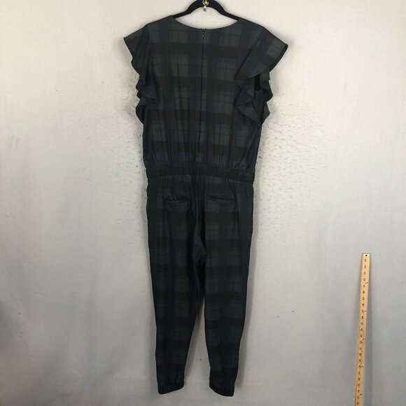 Albion Jumpsuit Womens M Green Blue Tartan Plaid Blackwatch 9 to 9 Retro Preppy - Picture 3 of 16